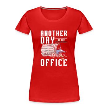 Drôle de rat un autre jour au bureau - T-shirt bio Premium Femme - rouge - Devant - Mia (176cm)