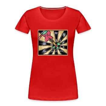 Dartist Darted Bullseye Zielpfeil - Frauen Premium Bio T-Shirt - Rot - Vorne - Mia (176cm)