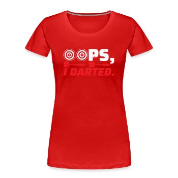 Hoppla, ich habe einen Pfeil ins Schwarze gepfeilt - Frauen Premium Bio T-Shirt - Rot - Vorne - Mia (176cm)
