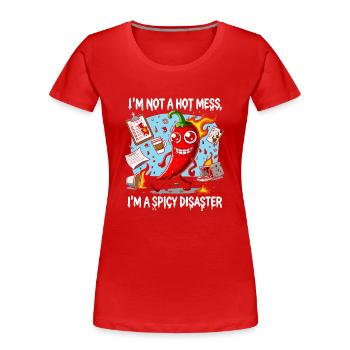Ich bin keine heiße Sau, ich bin eine pikante Kata - Frauen Premium Bio T-Shirt - Rot - Vorne - Mia (176cm)