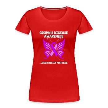 Maladie de Crohn - T-shirt bio Premium Femme - rouge - Devant - Mia (176cm)