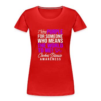 Maladie de Crohn - T-shirt bio Premium Femme - rouge - Devant - Mia (176cm)