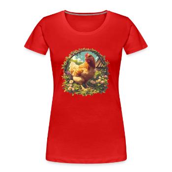 Coq Coqs Coq - T-shirt bio Premium Femme - rouge - Devant - Mia (176cm)