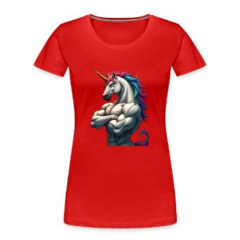 Unicorn Power - Frauen Premium Bio T-Shirt - Rot - Vorne - Mia (176cm)
