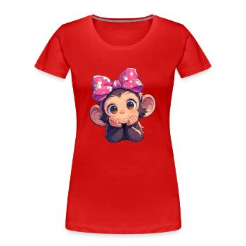 Chimpanzee Schimpansen Schimpanse - Frauen Premium Bio T-Shirt - Rot - Vorne - Mia (176cm)