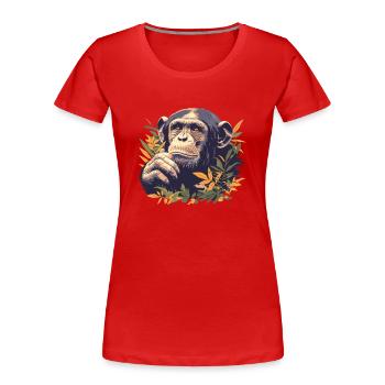 Chimpanzee Schimpansen Schimpanse - Frauen Premium Bio T-Shirt - Rot - Vorne - Mia (176cm)
