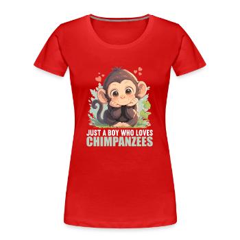 Chimpanzee Schimpansen Schimpanse - Frauen Premium Bio T-Shirt - Rot - Vorne - Mia (176cm)