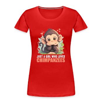 Chimpanzee Schimpansen Schimpanse - Frauen Premium Bio T-Shirt - Rot - Vorne - Mia (176cm)