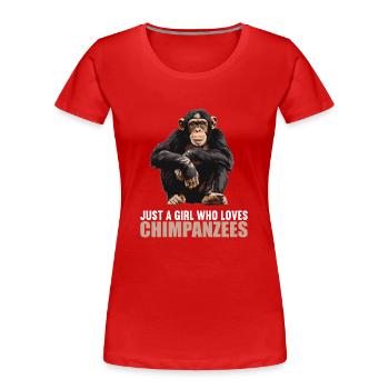 Chimpanzee Schimpansen Schimpanse - Frauen Premium Bio T-Shirt - Rot - Vorne - Mia (176cm)
