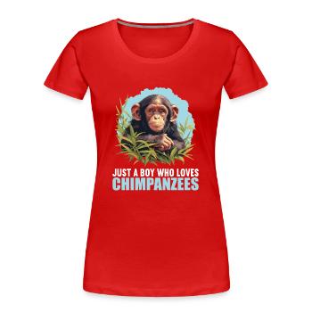 Chimpanzee Schimpansen Schimpanse - Frauen Premium Bio T-Shirt - Rot - Vorne - Mia (176cm)