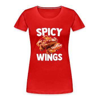 Spicy Hot Chicken Wings Hühnerflügel Lustig - Frauen Premium Bio T-Shirt - Rot - Vorne - Mia (176cm)