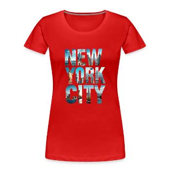 New York City Skyline - Frauen Premium Bio T-Shirt - Rot - Vorne - Mia (176cm)