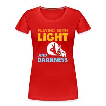 Théâtre d’ombres Spectacle de marionnettes Jeux d’ombres - T-shirt bio Premium Femme - rouge - Devant - Mia (176cm)