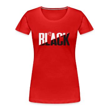 Typographie noire Design Typographie noire - T-shirt bio Premium Femme - rouge - Devant - Mia (176cm)