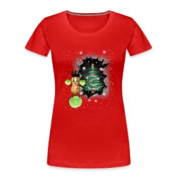 Winter Peanut Cabbage King Vegetable Xmas Vegetarian - Women's Premium Organic T-Shirt - red - Front - Mia (176cm)