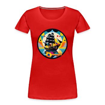 Segelschiff, Fregatte, Boot - Frauen Premium Bio T-Shirt - Rot - Vorne - Mia (176cm)