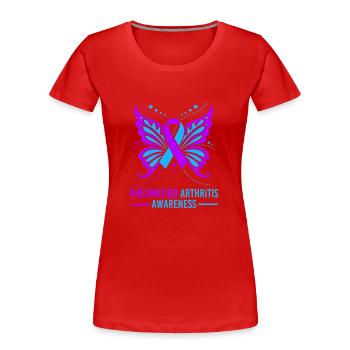 Rhumatismes Arthrite - T-shirt bio Premium Femme - rouge - Devant - Mia (176cm)