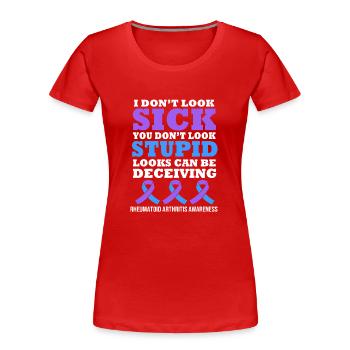 Rhumatismes Arthrite - T-shirt bio Premium Femme - rouge - Devant - Mia (176cm)