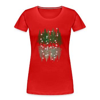 Forêt Nature Réflexion Nature Amoureux Épinettes - T-shirt bio Premium Femme - rouge - Devant - Mia (176cm)