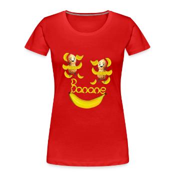 Erdnüsse Erdnuss Banane Bananen - Frauen Premium Bio T-Shirt - Rot - Vorne - Mia (176cm)