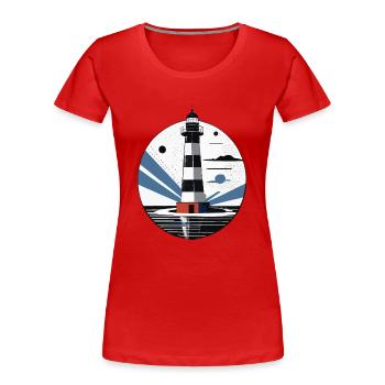 Phare, Côte, Mer - T-shirt bio Premium Femme - rouge - Devant - Mia (176cm)