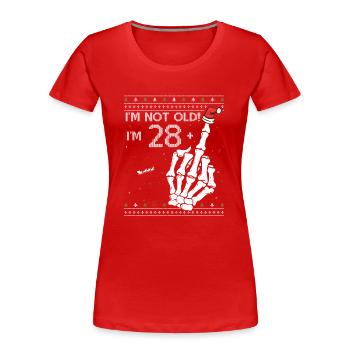 Ich bin 28 + 1 Mittelfinger - Lustiges 29. Weihnachten - Frauen Premium Bio T-Shirt - Rot - Vorne - Mia (176cm)
