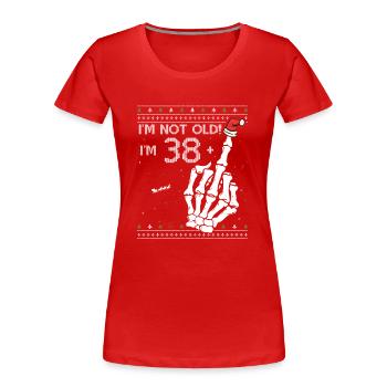 Ich bin 38 + 1 Mittelfinger - Lustiges 39. Weihnachten - Frauen Premium Bio T-Shirt - Rot - Vorne - Mia (176cm)