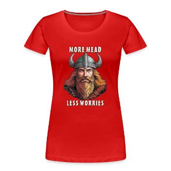 VIKINGS PLUS D’HYDROMEL, MOINS DE SOUCIS - T-shirt bio Premium Femme - rouge - Devant - Mia (176cm)