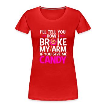 Fracture de l’os du bras - T-shirt bio Premium Femme - rouge - Devant - Mia (176cm)