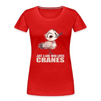 Kraniche Kranich - Frauen Premium Bio T-Shirt - Rot - Vorne - Mia (176cm)