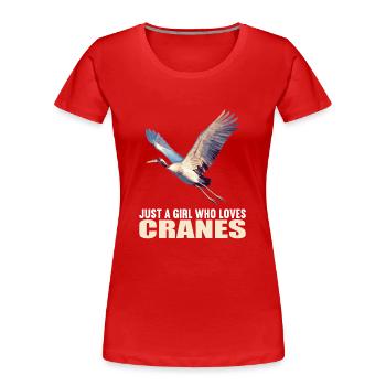 Kraniche Kranich - Frauen Premium Bio T-Shirt - Rot - Vorne - Mia (176cm)