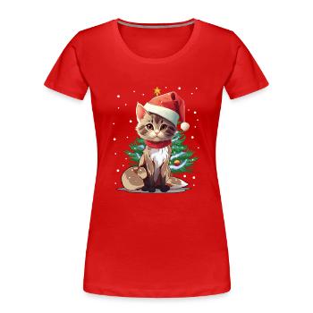 Cats Christmas Pets Santa Claus - Women's Premium Organic T-Shirt - red - Front - Mia (176cm)