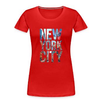 New York City Skyline - Frauen Premium Bio T-Shirt - Rot - Vorne - Mia (176cm)