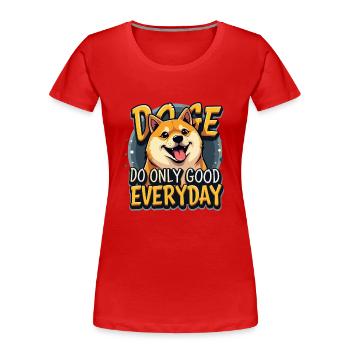 JEDEN TAG - Frauen Premium Bio T-Shirt - Rot - Vorne - Mia (176cm)