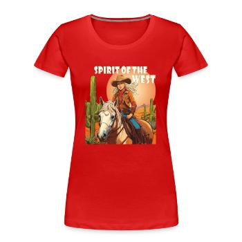 REITERIN SPIRIT OF THE WEST - Frauen Premium Bio T-Shirt - Rot - Vorne - Mia (176cm)