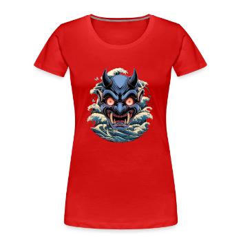 Japan Oni Maske Dämon Sad Aesthetic Edgy Streetwea - Frauen Premium Bio T-Shirt - Rot - Vorne - Mia (176cm)