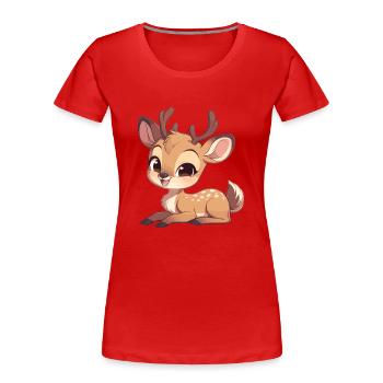 Hirsche Hirsch - Frauen Premium Bio T-Shirt - Rot - Vorne - Mia (176cm)