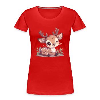 Hirsche Hirsch - Frauen Premium Bio T-Shirt - Rot - Vorne - Mia (176cm)