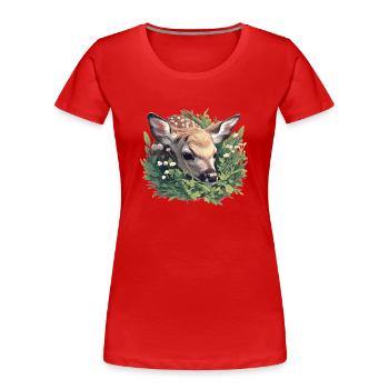 Hirsche Hirsch - Frauen Premium Bio T-Shirt - Rot - Vorne - Mia (176cm)
