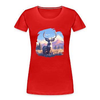 Hirsche Hirsch - Frauen Premium Bio T-Shirt - Rot - Vorne - Mia (176cm)