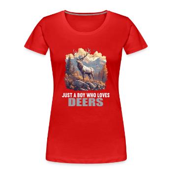 Hirsche Hirsch - Frauen Premium Bio T-Shirt - Rot - Vorne - Mia (176cm)