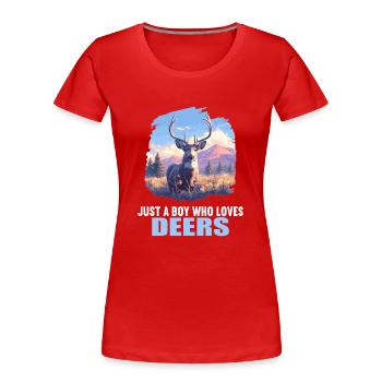 Hirsche Hirsch - Frauen Premium Bio T-Shirt - Rot - Vorne - Mia (176cm)