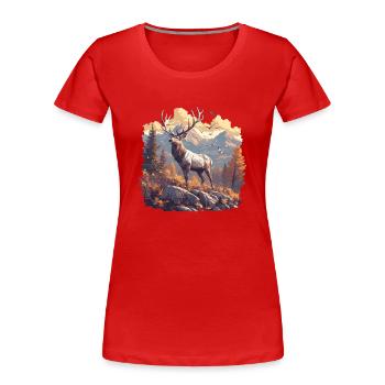 Hirsche Hirsch - Frauen Premium Bio T-Shirt - Rot - Vorne - Mia (176cm)