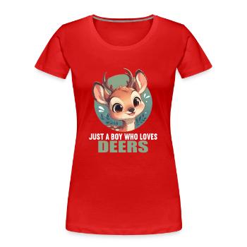 Hirsche Hirsch - Frauen Premium Bio T-Shirt - Rot - Vorne - Mia (176cm)