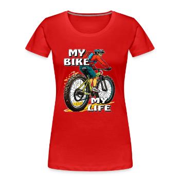 FAHRRAD VÉTÉTISTE MON VÉLO MA VIE - T-shirt bio Premium Femme - rouge - Devant - Mia (176cm)