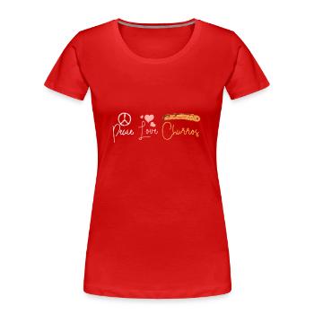 Churros de paix et d’amour - T-shirt bio Premium Femme - rouge - Devant - Mia (176cm)