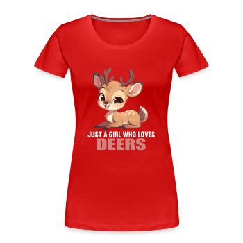 Hirsche Hirsch - Frauen Premium Bio T-Shirt - Rot - Vorne - Mia (176cm)