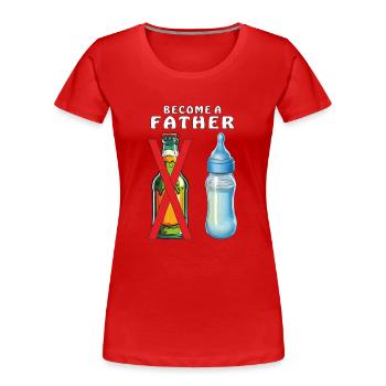 BABYFLASCHE BECOME A FATHER - Frauen Premium Bio T-Shirt - Rot - Vorne - Mia (176cm)