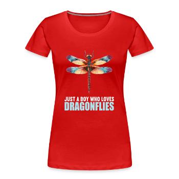 Libellen Libelle - Frauen Premium Bio T-Shirt - Rot - Vorne - Mia (176cm)