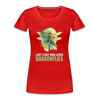 Libellen Libelle - Frauen Premium Bio T-Shirt - Rot - Vorne - Mia (176cm)